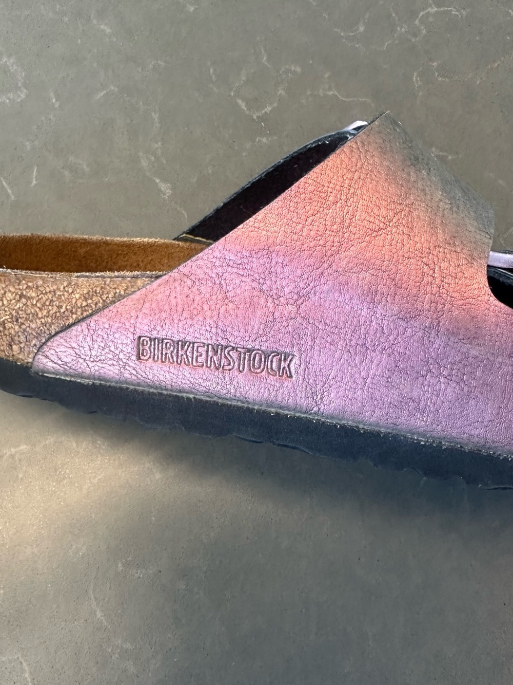 Women’s Birkenstock Arizona Double-Buckle Iridescent Slides - Picture 2 of 6